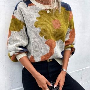 Colorful Floral Patterned Sweater